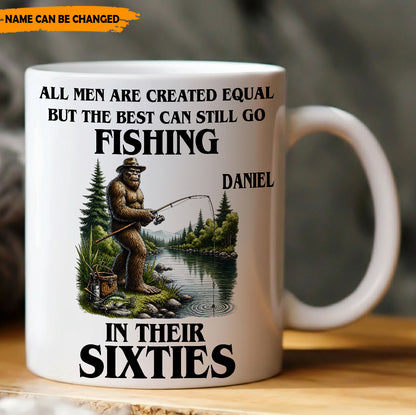 Fishing Life In Their Sixties - Personalized Fishing White Mug