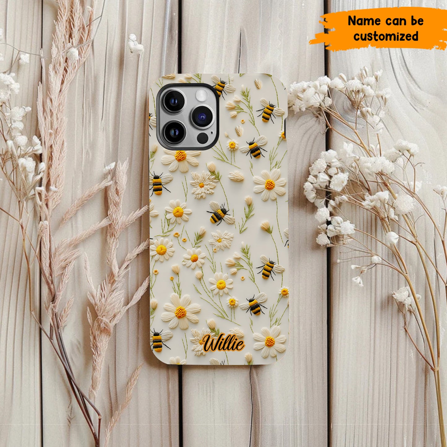 Bee & Daisy Floral - Personalized Phone Case