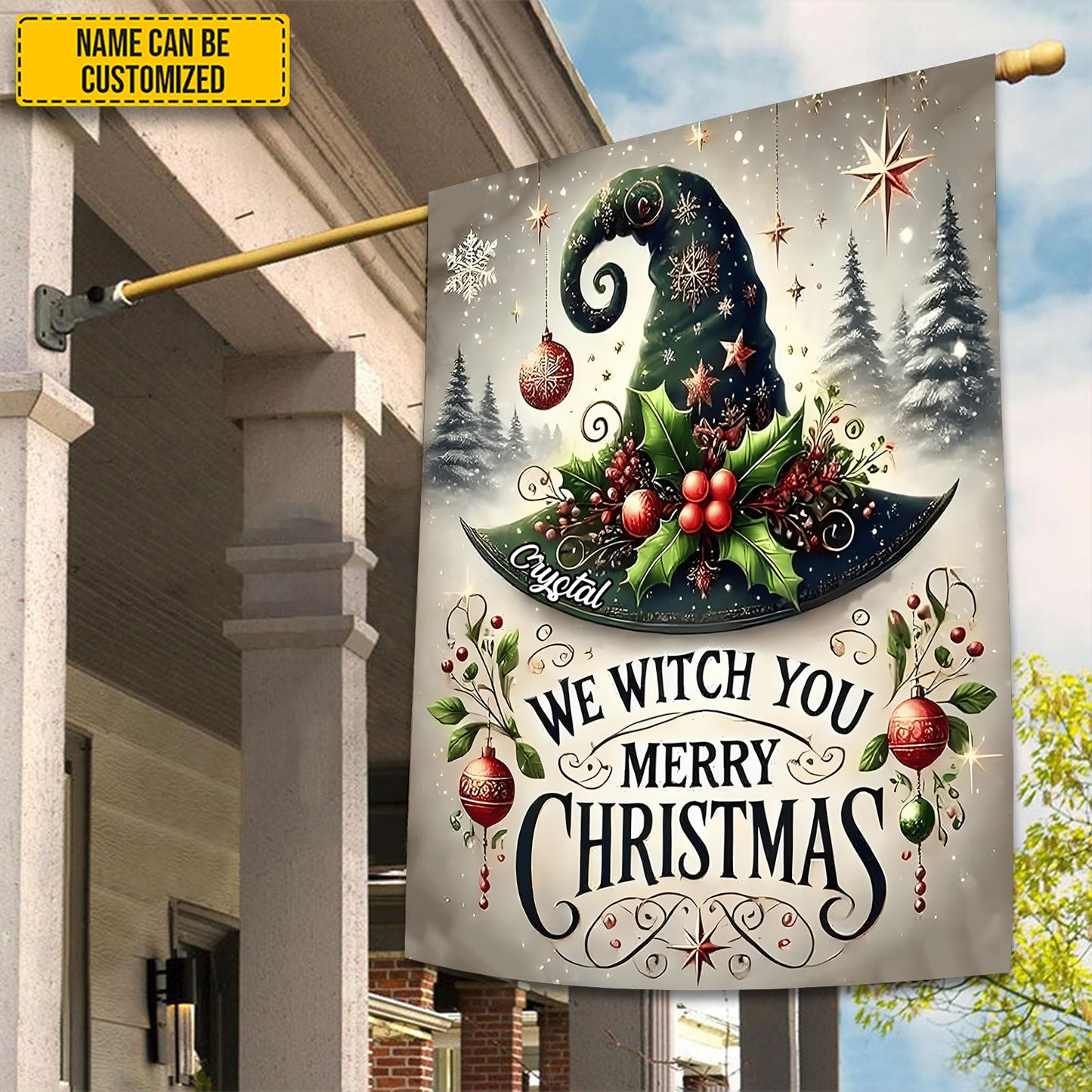 We Witch You Merry Christmas - Personalized Garden Flag, House Flag