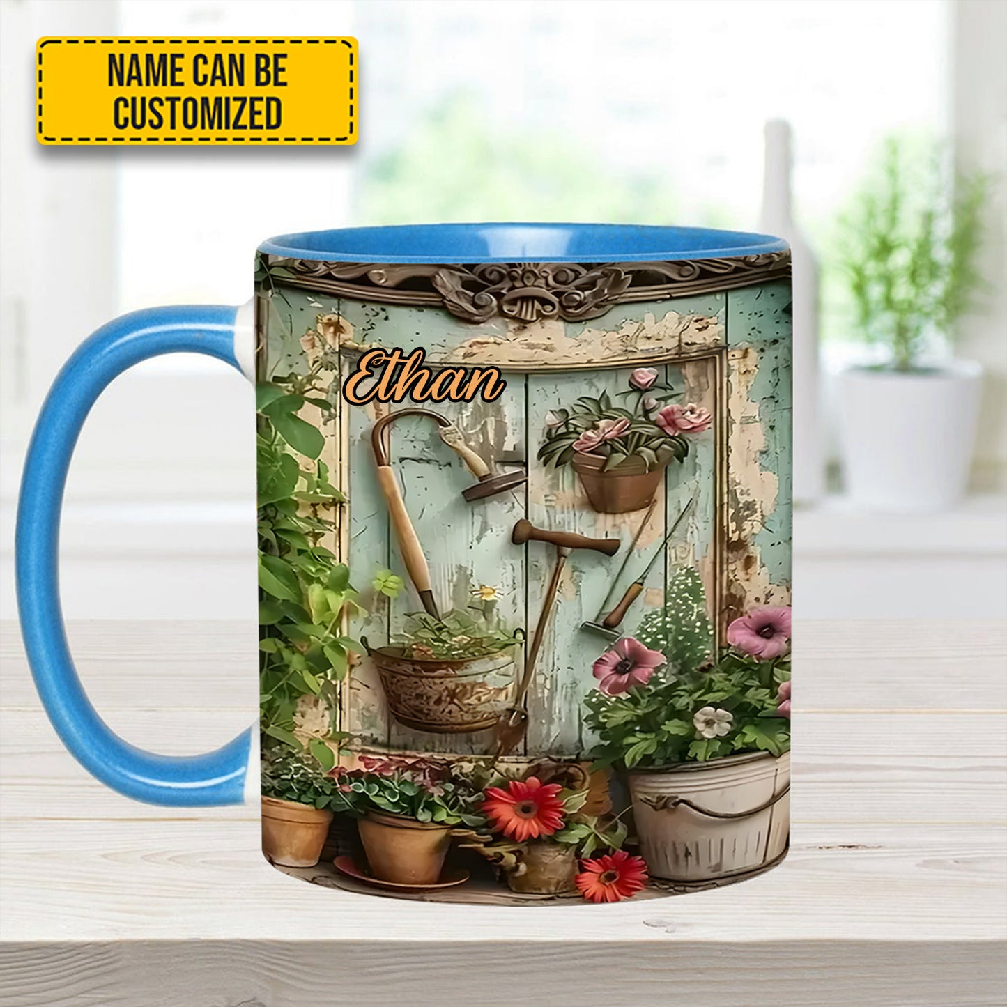 Garden Tools And Flowers - Personalized Gardening Accent Mug