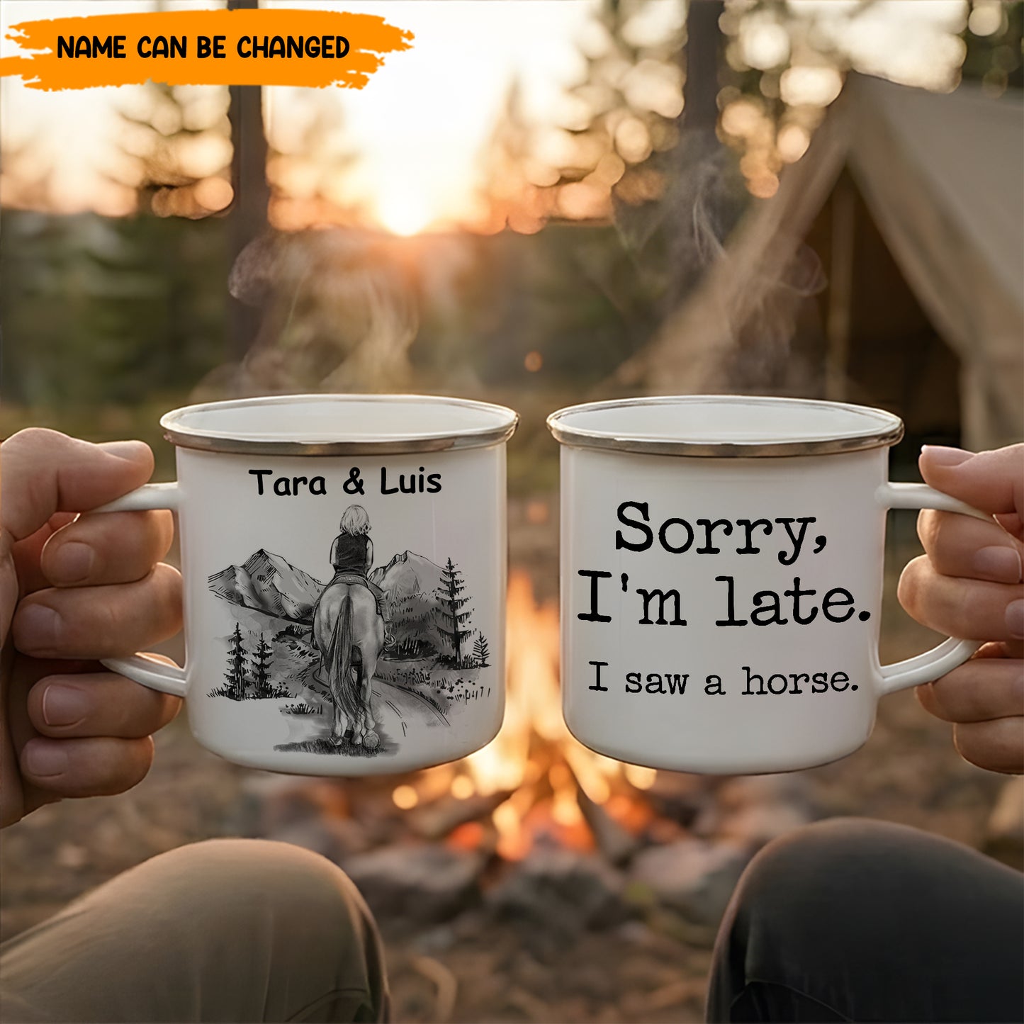 I Saw A Horse - Personalized Enamel Mug