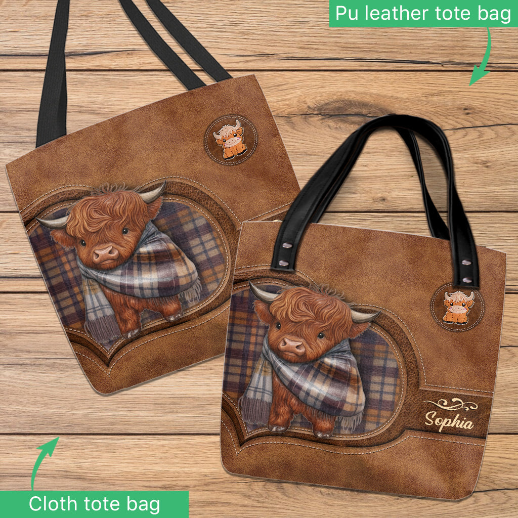Cute Highland Cow - Personalized Highland Cow Tote Bag