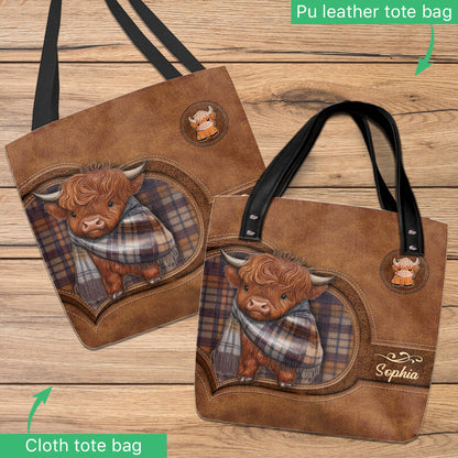 Cute Highland Cow - Personalized Highland Cow Tote Bag
