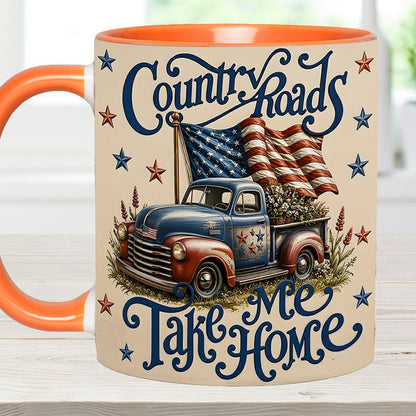 Country Roads Take Me Home – Patriotic Vintage Truck Accent Mug