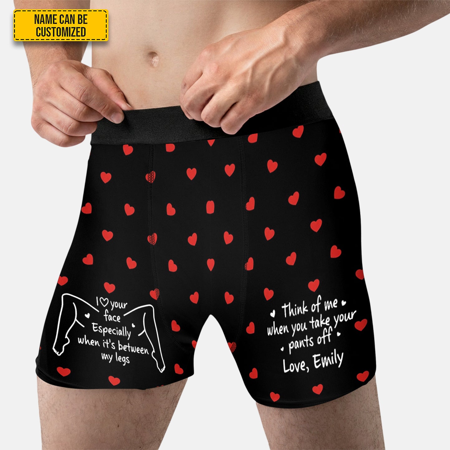 Think of Me When You Take Your Pants Off – Personalized Couple Men’s Boxer Briefs