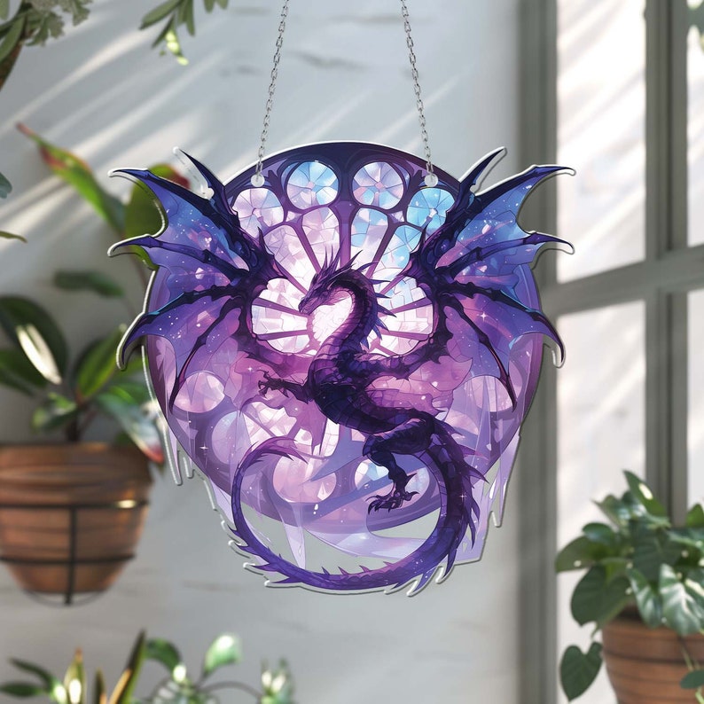 Mystery Purple Dragon Acrylic Window Hanging