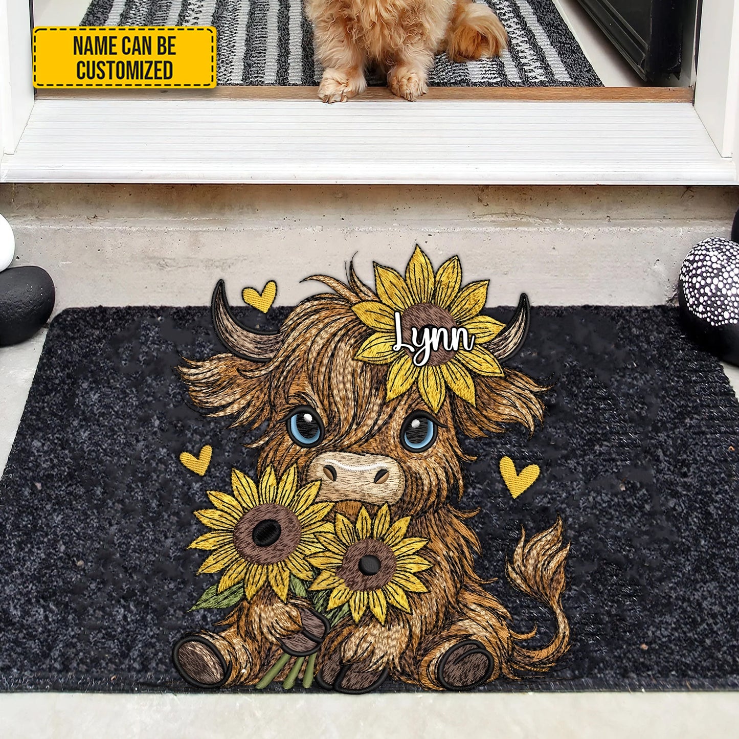 Cow Flowers - Personalized Cow Shaped Doormat