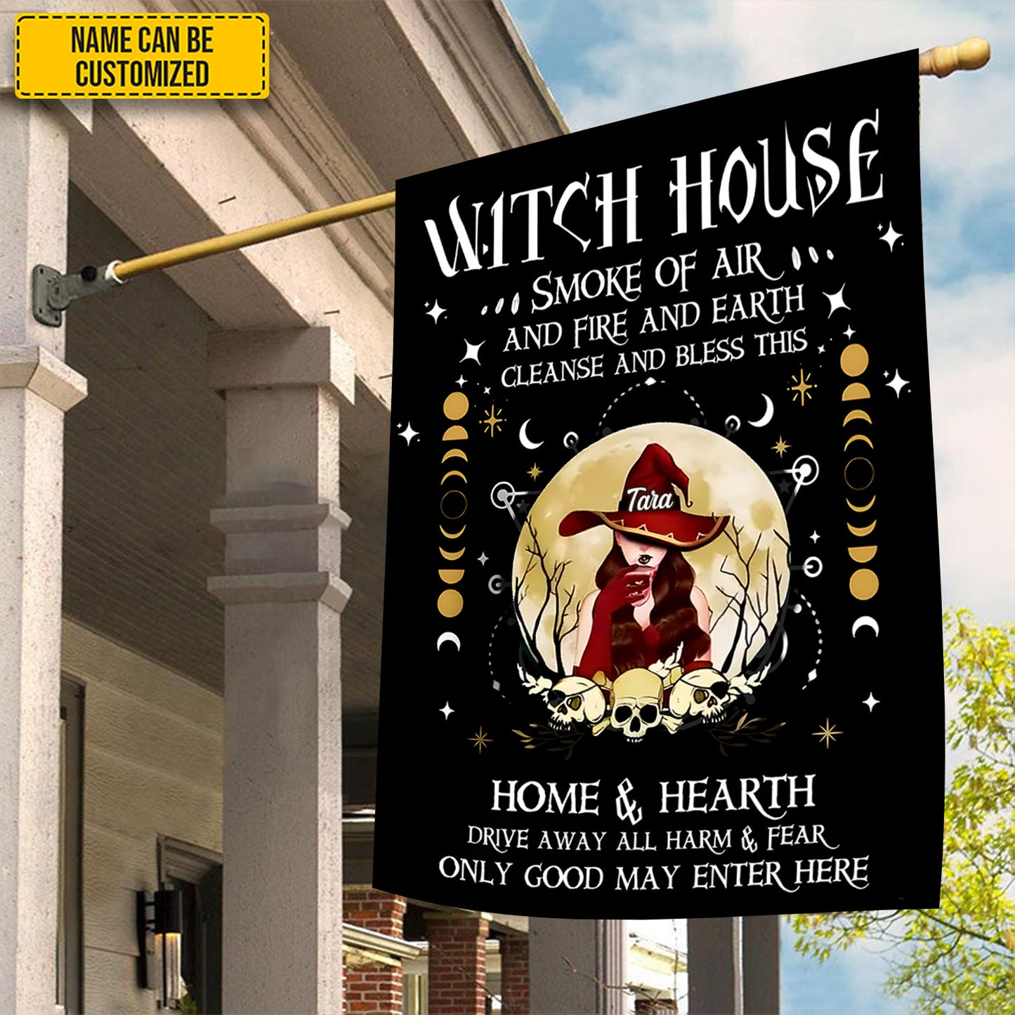Witch House - Personalized Halloween Garden Flag, House Flag