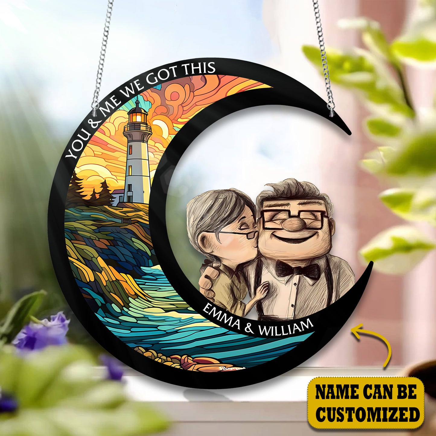 You and Me We Got This, Old Couple Acrylic Window, Couple Window Hanging