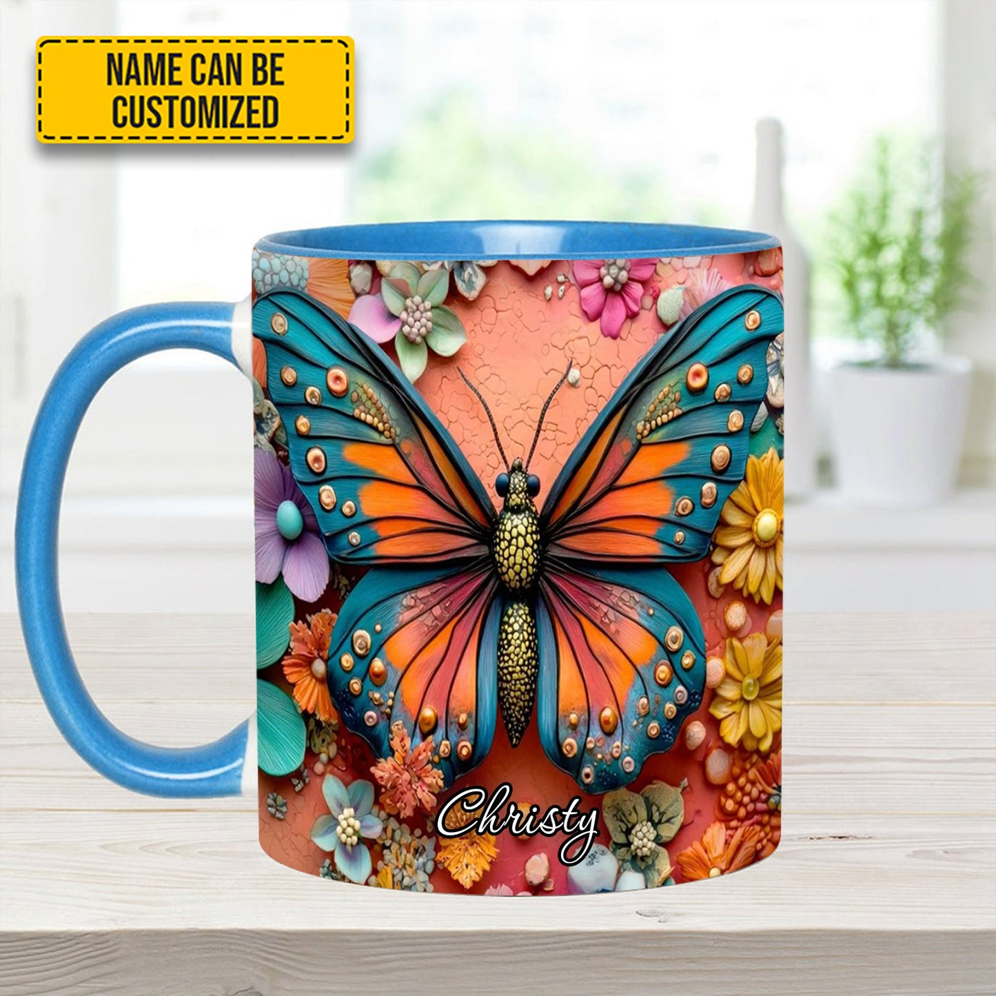 Colorful Butterfly - Personalized Butterfly Accent Mug