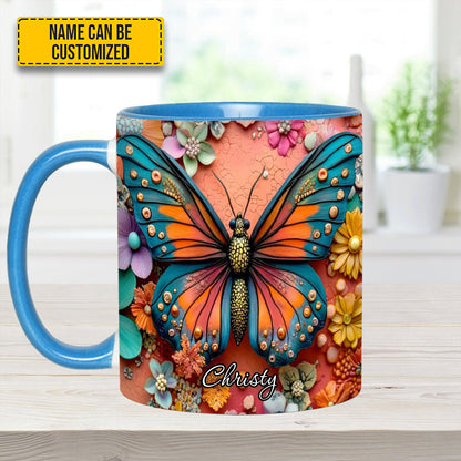 Colorful Butterfly - Personalized Butterfly Accent Mug