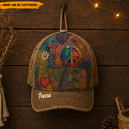 Personalized Love & Peace Hippie Classic Cap