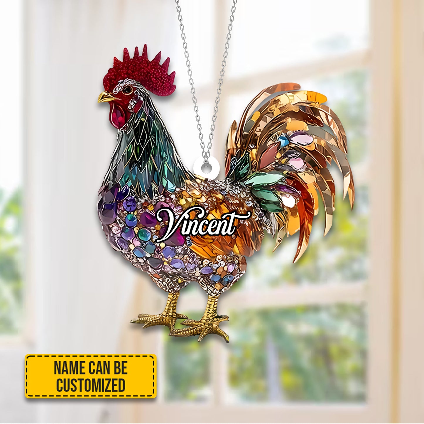 Personalized Flat Acrylic Chicken Window Art – A Charming and Rustic Touch for Any Home or a Thoughtful Gift