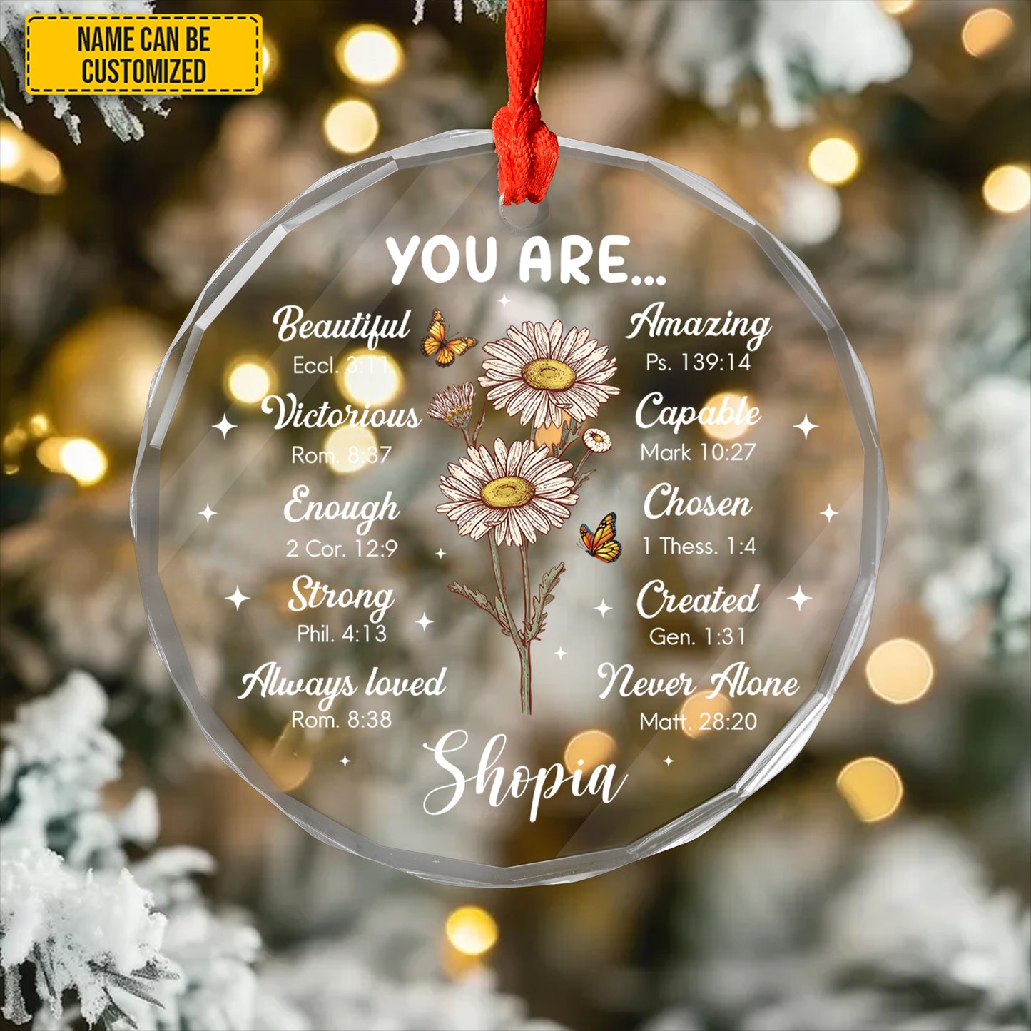 You Are Beautiful - Personalized Glass Ornament