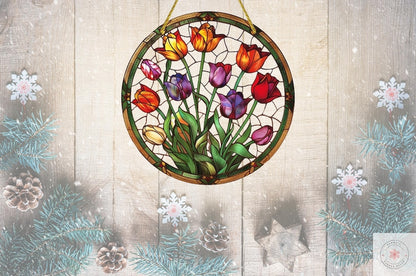 Colorful Tulip Acrylic Window Hanging