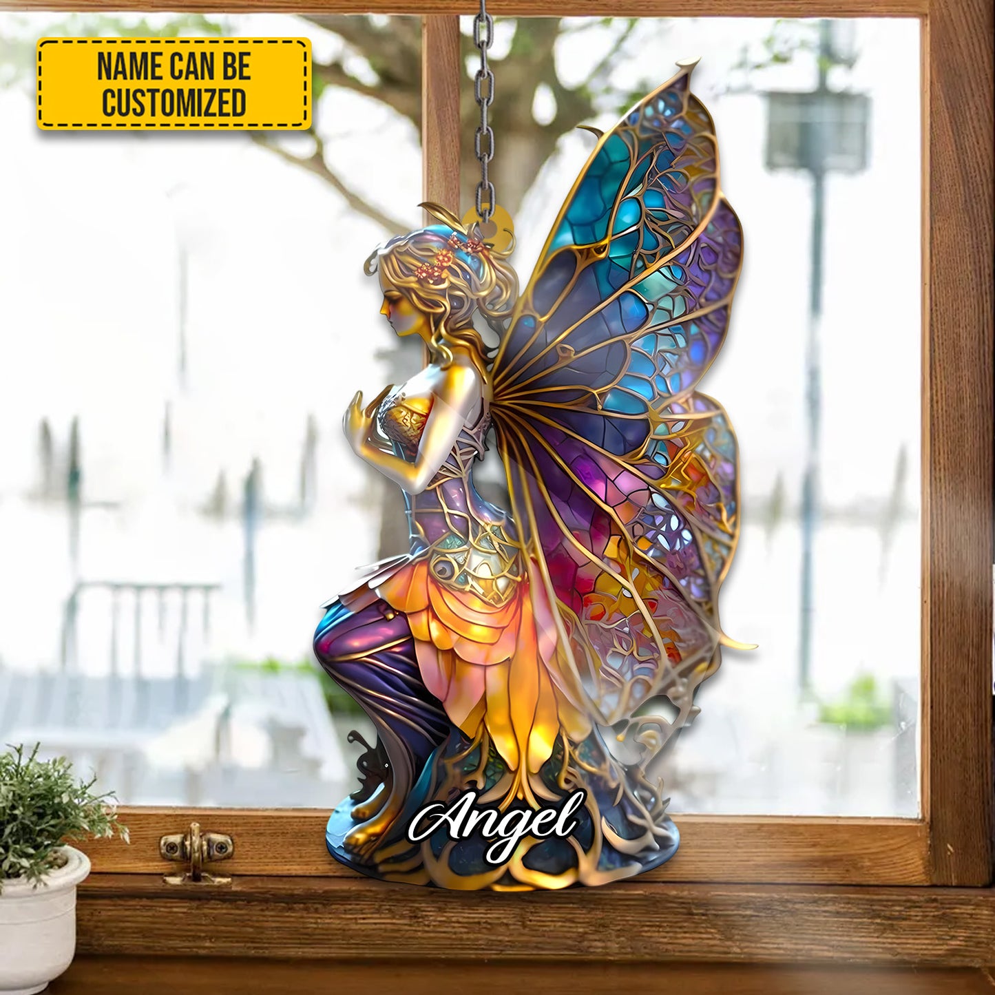 Personalized Angel & Witch Acrylic Window Hanging