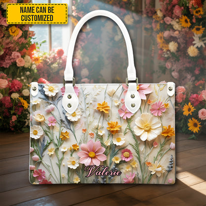 Beautiful Flowers - Personalized Leather Handbag