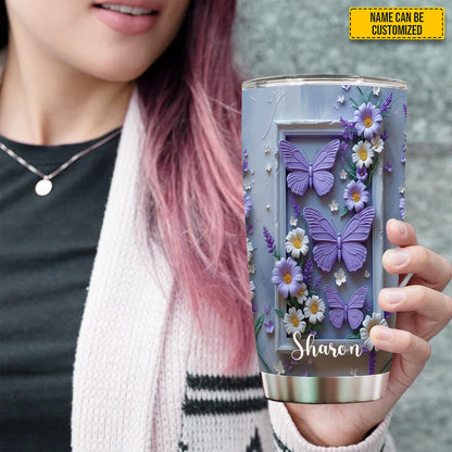 Personalized Butterfly Floral Tumbler