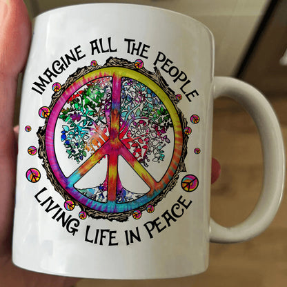 Imagine All The People - Hippie White Mug