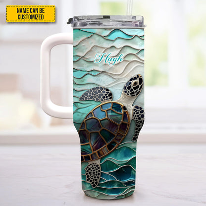 Ocean Turtle - Personalized Tumbler With Handle 40oz