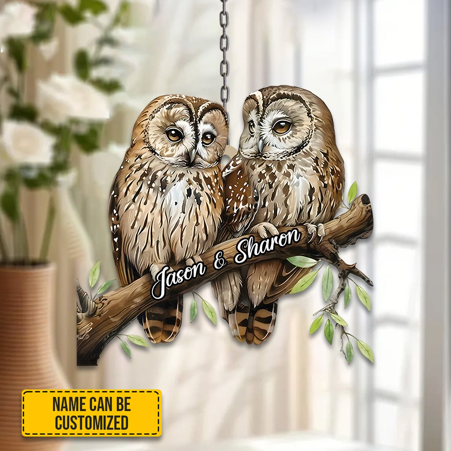 Owl Couple Acrylic Window Hangings - Decor Home