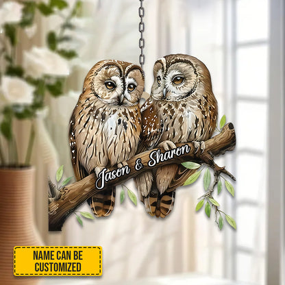 Owl Couple Acrylic Window Hangings - Decor Home