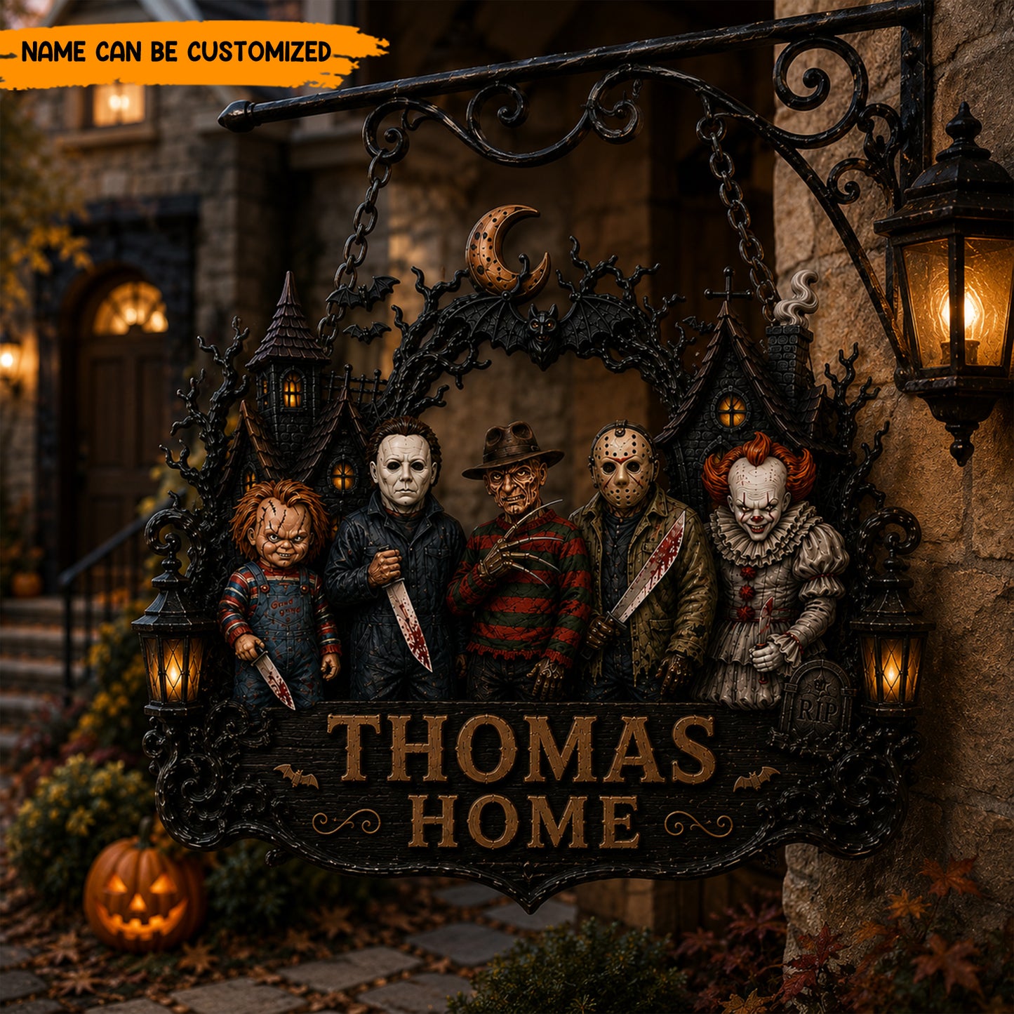 Personalized Halloween Horror Wooden Sign