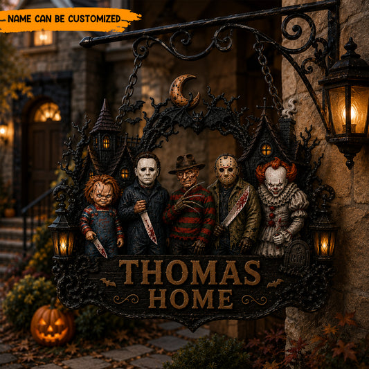 Personalized Halloween Horror Wooden Sign