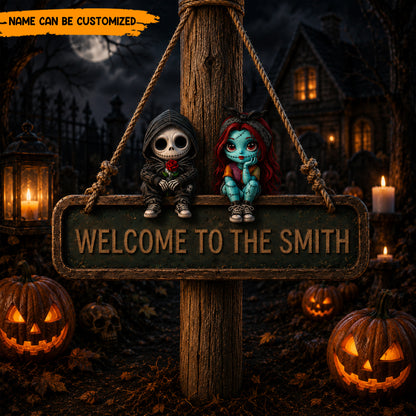 Personalized Halloween Couple Wooden Sign