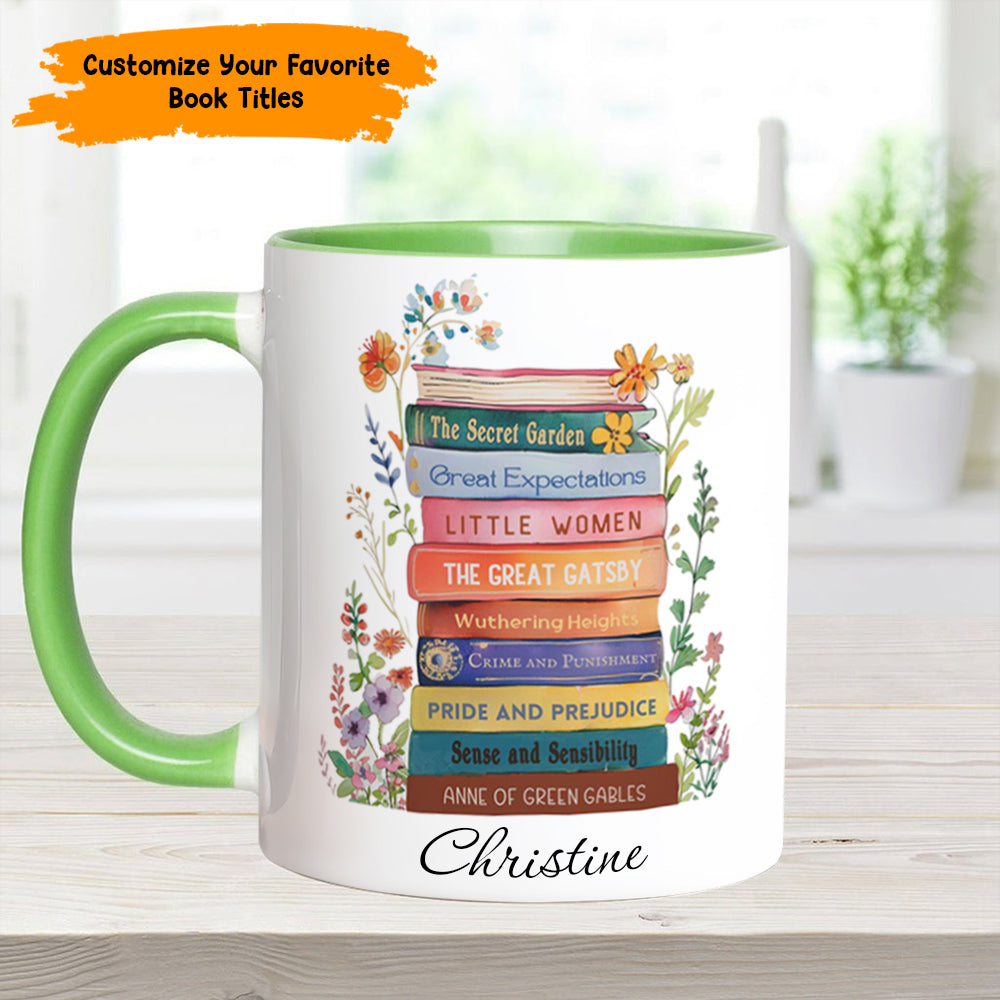 Book Lover’s Stack – Personalized Book Accent Mug