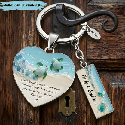 Personalized Best Friends Turtle Keychain Gift Set