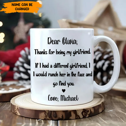Funny Love Note Gift for Girlfriend – Personalized Couple White Mug