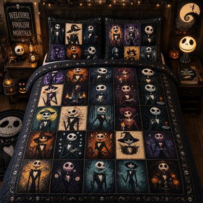 Gothic Skeleton Patchwork Quilted Bedding Set