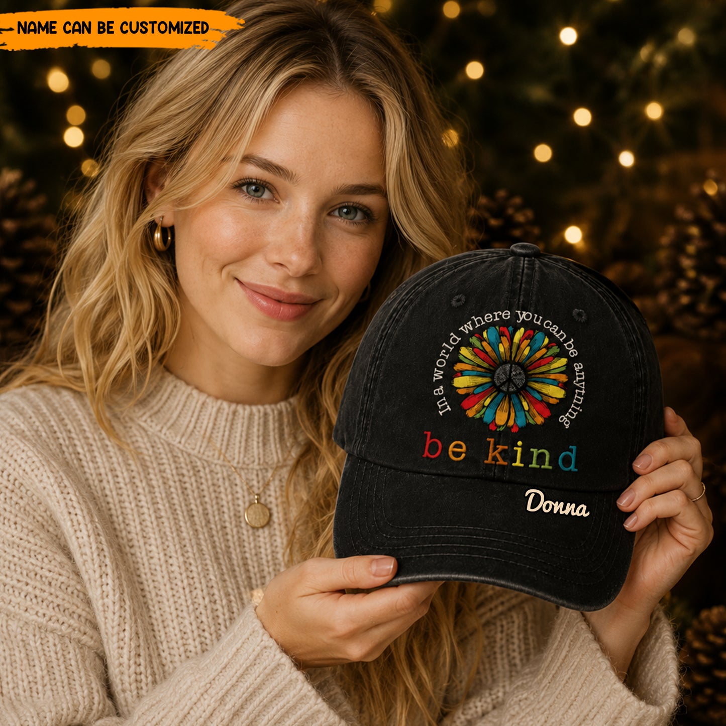 Personalized Be Kind Peace Classic Cap