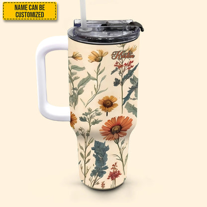 Love Wildflowers - Personalized Tumbler With Handle 40oz