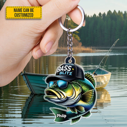 Bass Blitz – Personalized Fishing Keychain