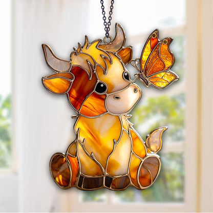 Cow & Butterfly Acrylic Window Suncatcher