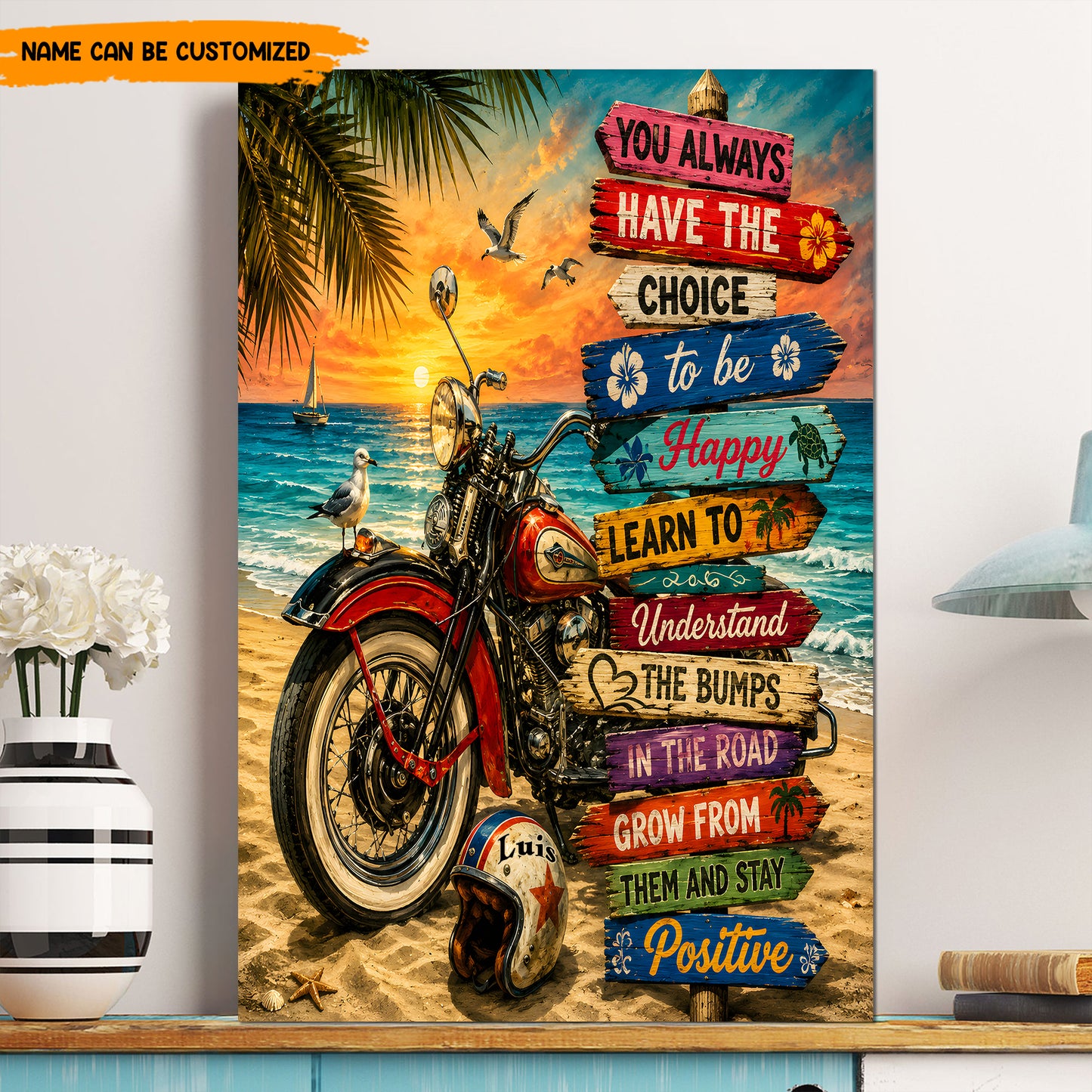 Positive Beach Rider – Personalized Poster Canvas