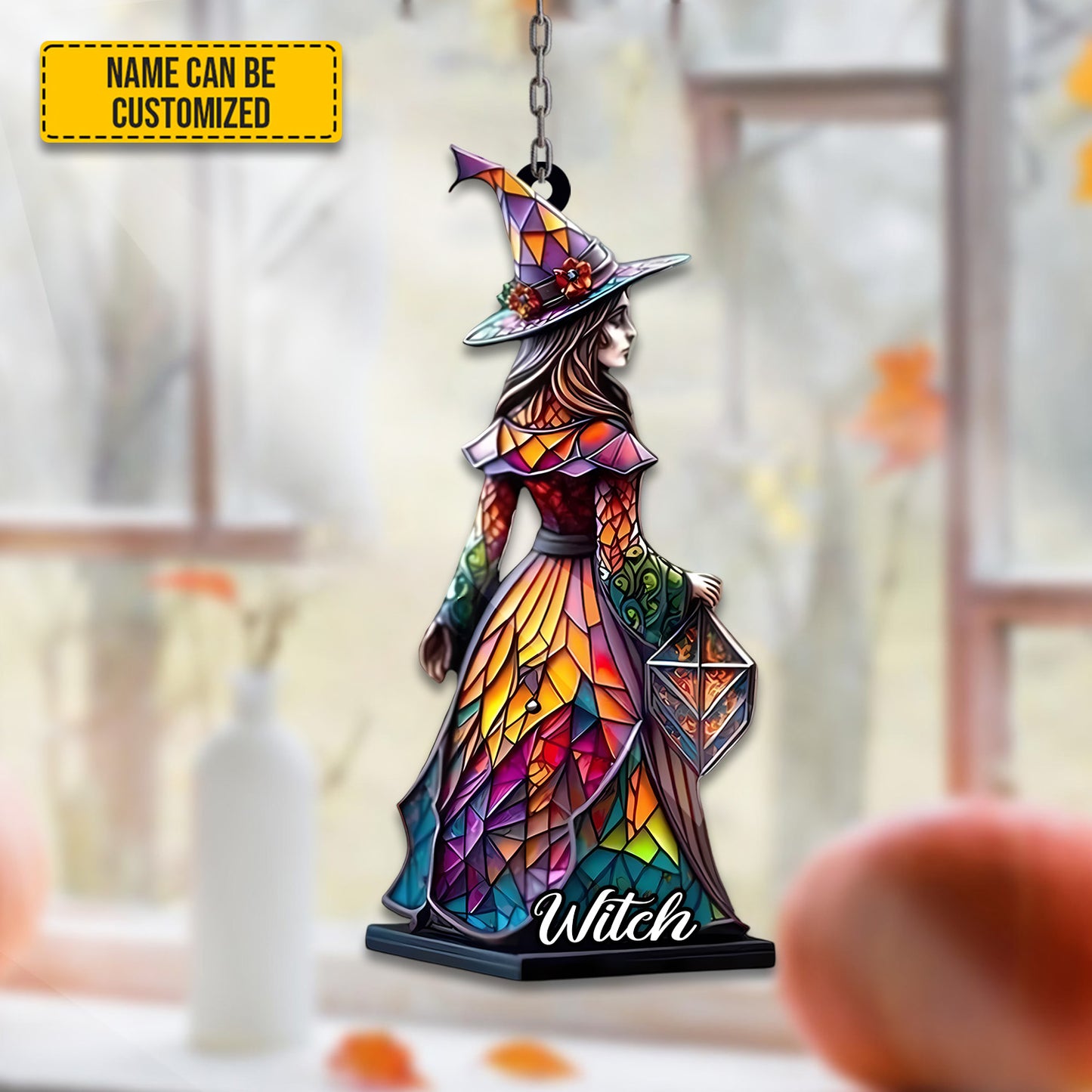 Personalized Angel & Witch Acrylic Window Hanging