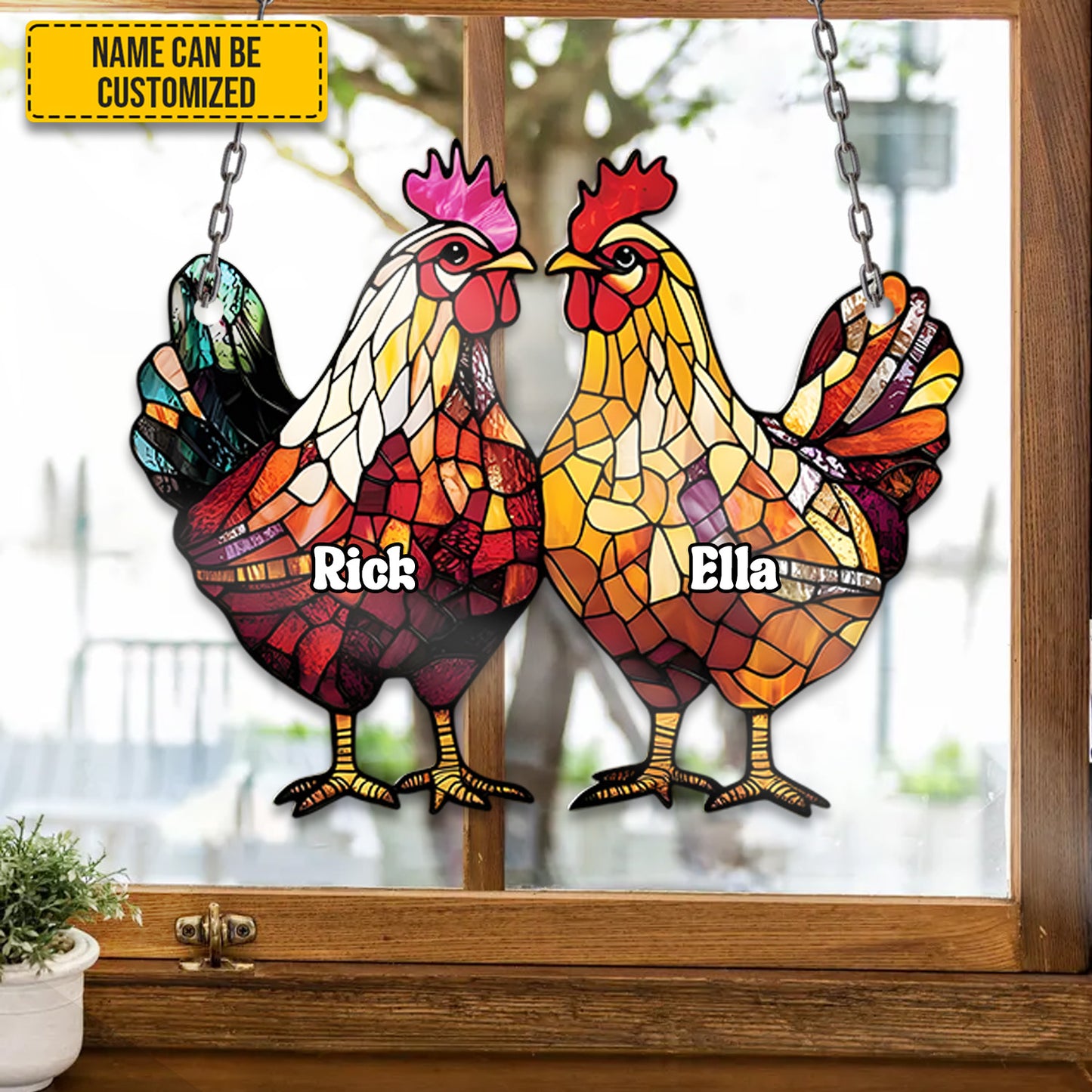 Chicken Couple Acrylic Window - Personalized Acrylic Window