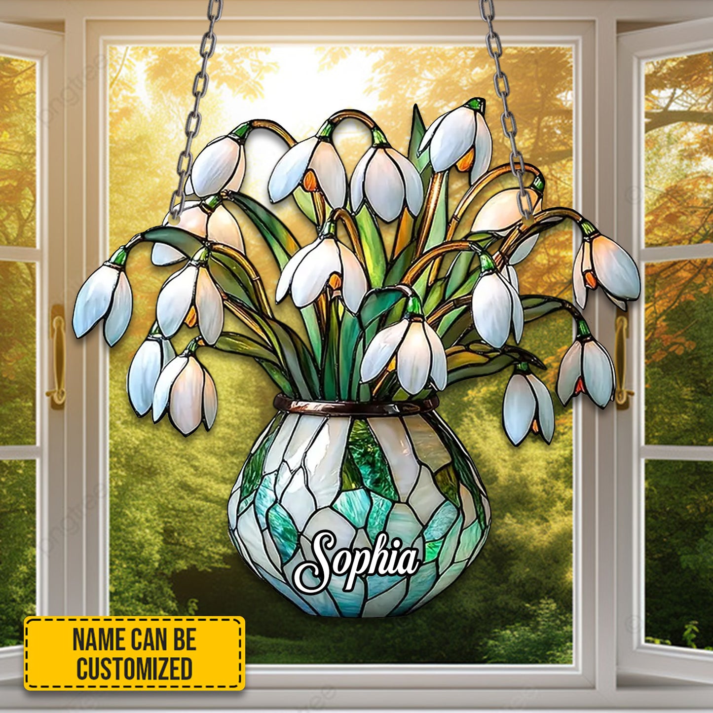 Personalized Snowdrop Acrylic Window Hanging