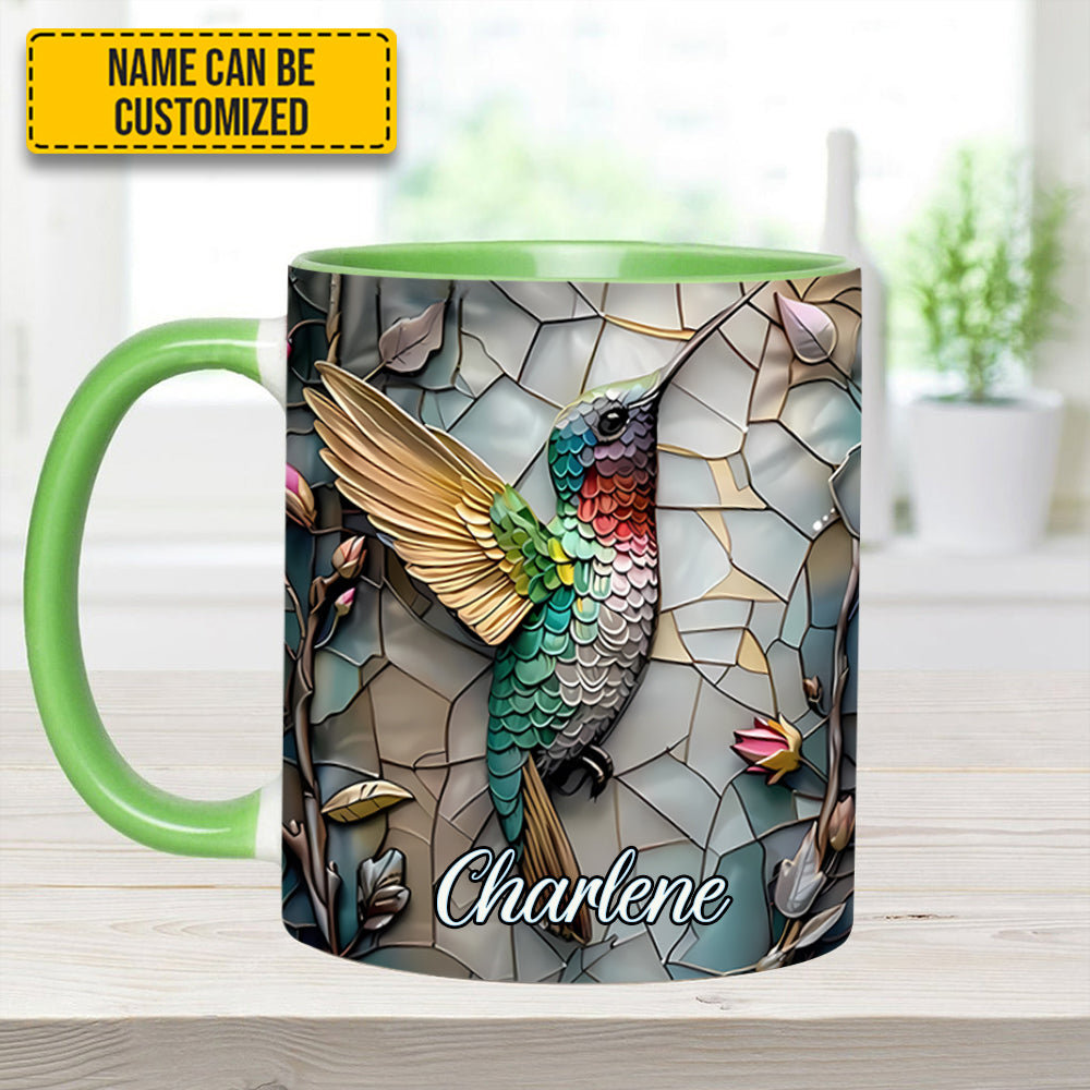 Artistic Hummingbird - Personalized Hummingbird Accent Mug