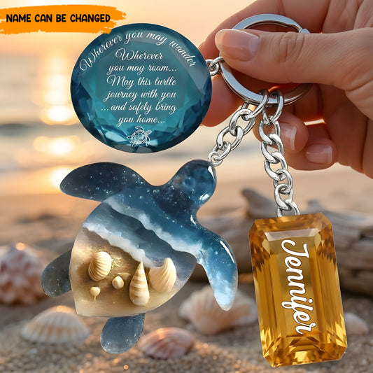 Peaceful Vibes - Personalized Turtle Keychain