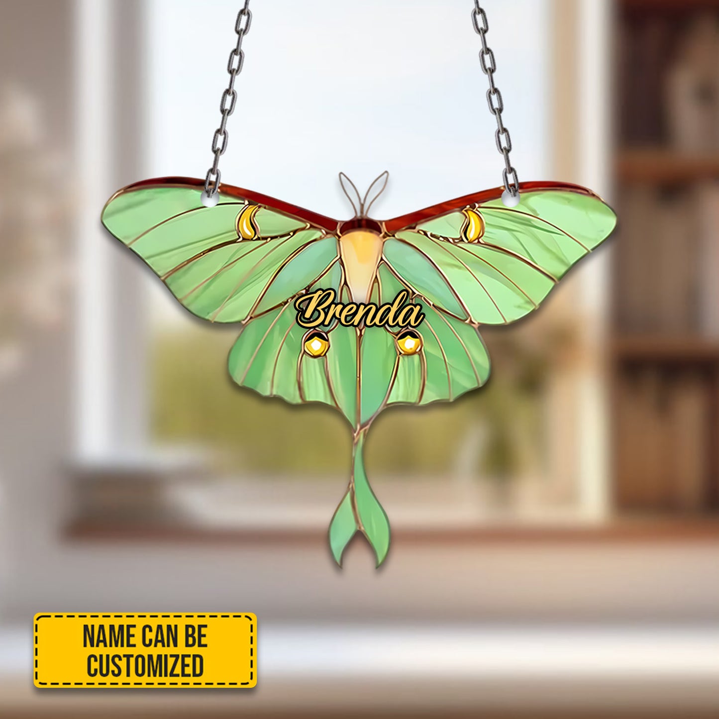 Personalized Luna Moth Acrylic Window Hanging