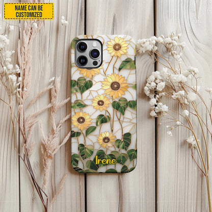 Sunflower Stained Glass - Personalized Phone Case