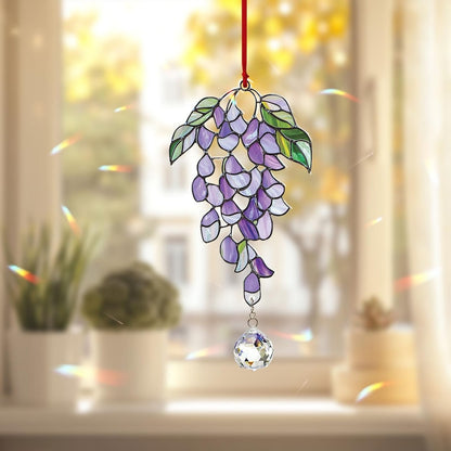Purple Floral Hanging Crystal