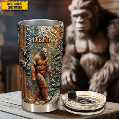 Bigfoot In Forest - Personalized Bigfoot Tumbler