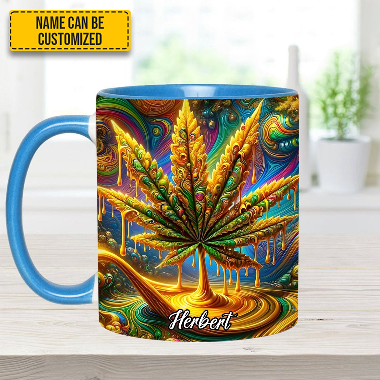 Personalized Colorful Psychedelic Weed Accent Mug