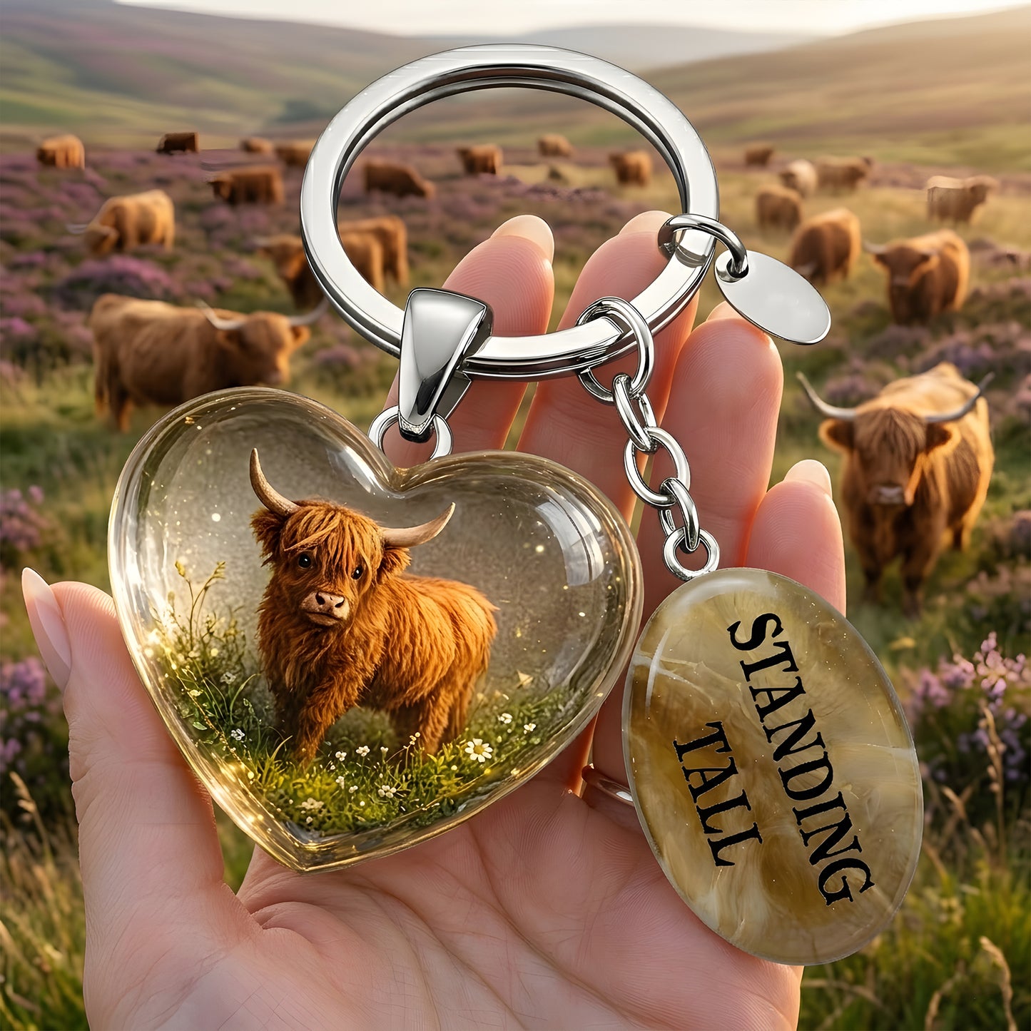 Cute Highland Cow Keychain Gift Set