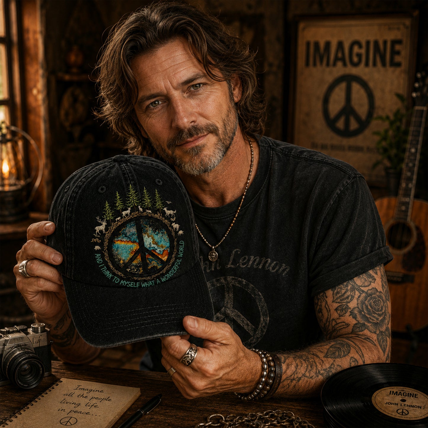 And I Think To Myself - Peace Classic Music Denim Cap